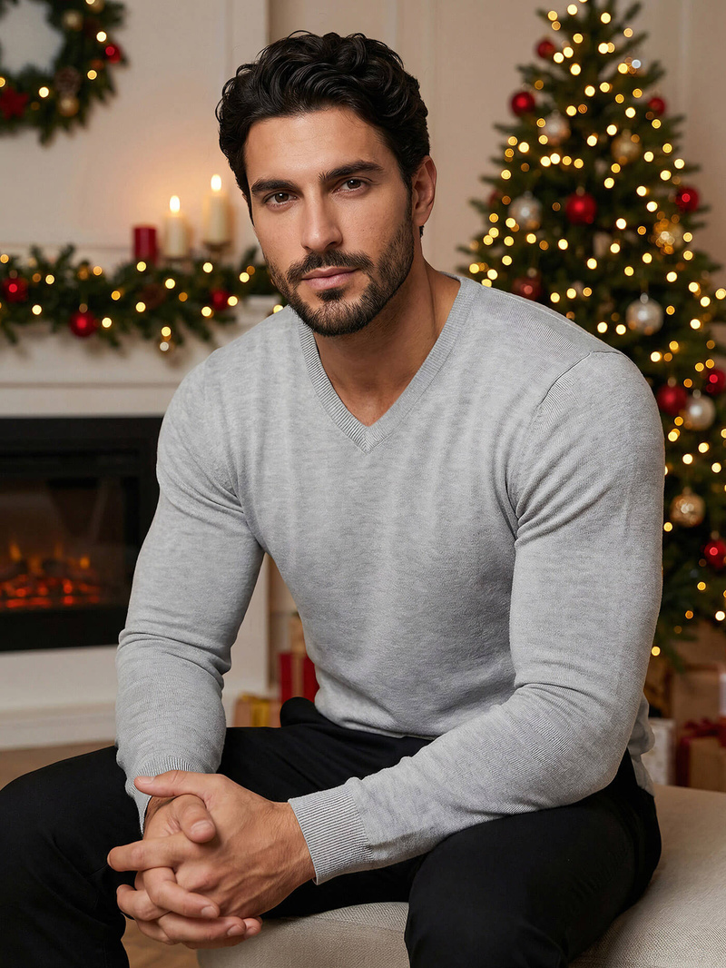 Светр чоловічій ciрий OZONEE NB/MMB601/2Z