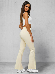 Legginsy damskie z szeroką nogawką ecru OZONEE JS/17K570/1