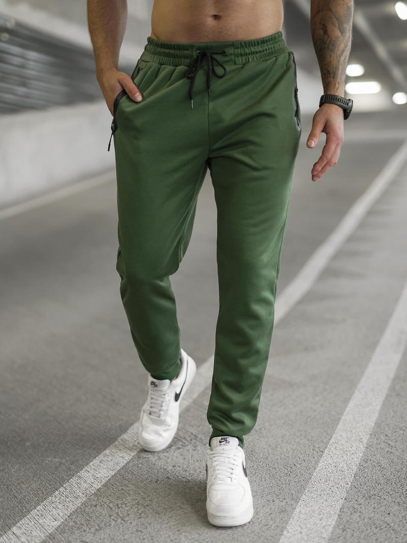 Spodnie dresowe męskie khaki OZONEE JS/17K1998/29