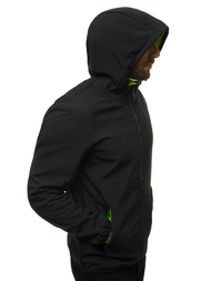 Kurtka softshell męska z kapturem czarna OZONEE JS/KS2182