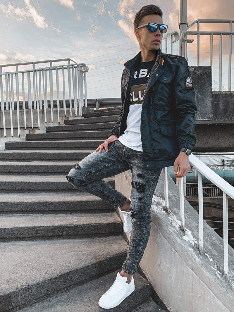 Kurtka przejściowa męska czarna OZONEE O/99237