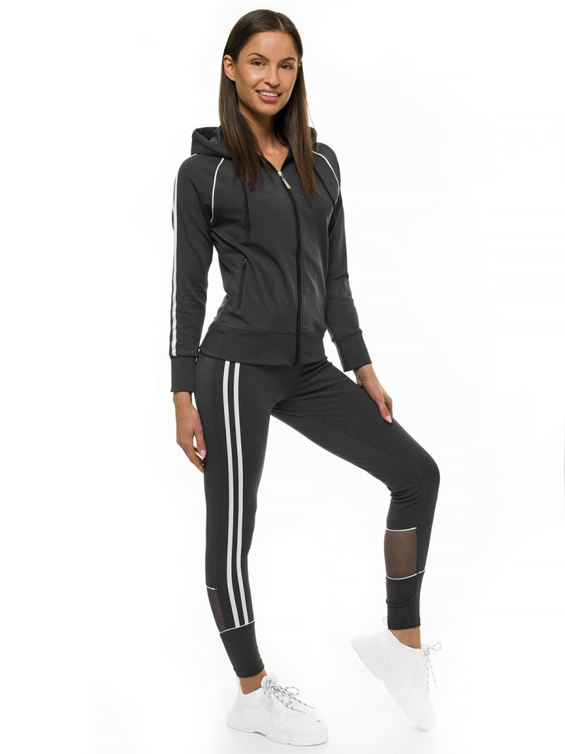 Komplet sportowy dwuczęściowy damski grafitowy OZONEE JS/HD070/2