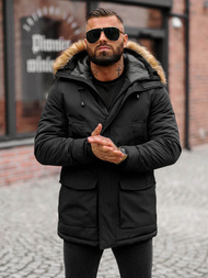 Kurtka zimowa męska z futerkiem czarna OZONEE JS/5M779/392Z