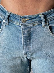 Spodnie jeansowe męskie slim fit niebieskie OZONEE O/0526