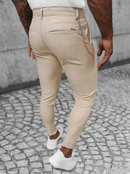 Spodnie męskie chino materiałowe beżowe OZONEE DJ/550170