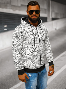 Bluza męska z kapturem rozpinana biała OZONEE JS/8B1182/1