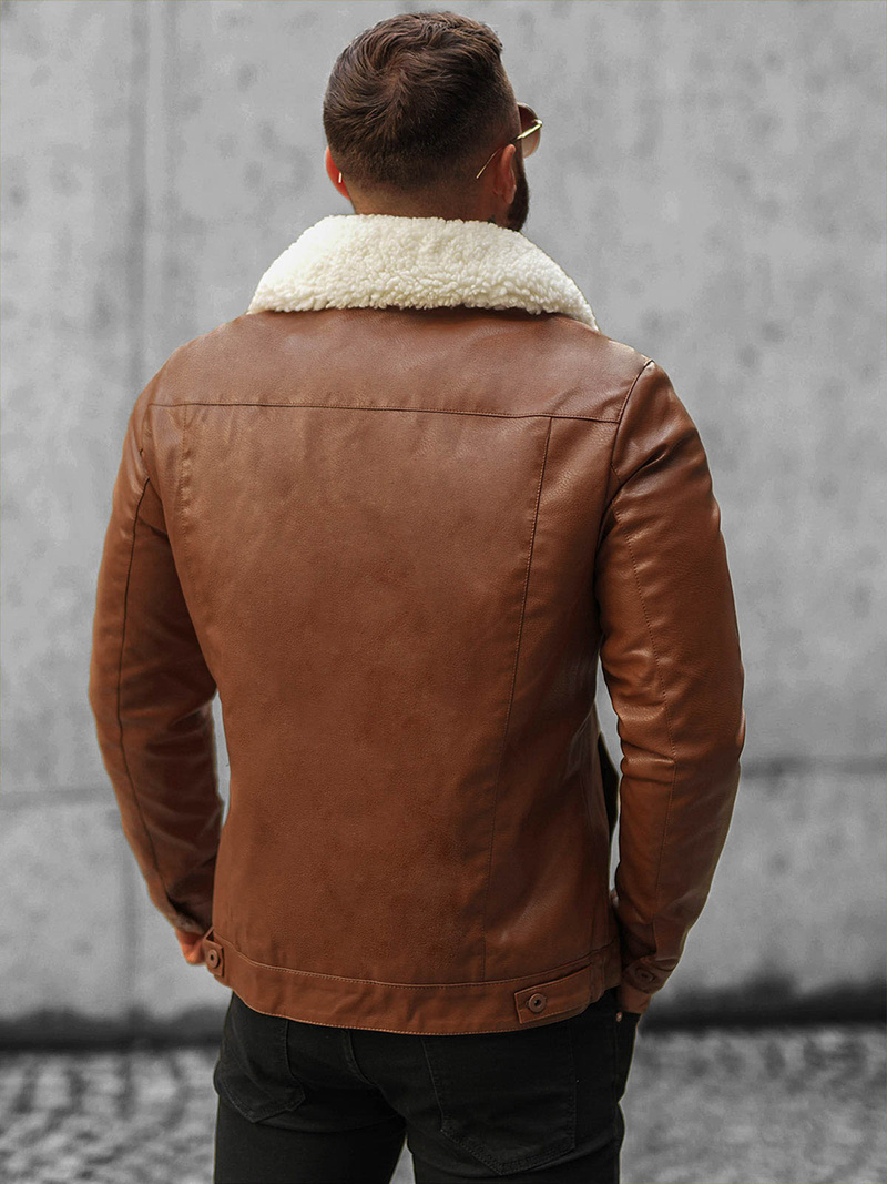 Kurtka skórzana męska camelowa OZONEE O/8830/3