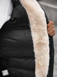 Kurtka zimowa męska parka z futerkiem czarna OZONEE JS/22M117/1