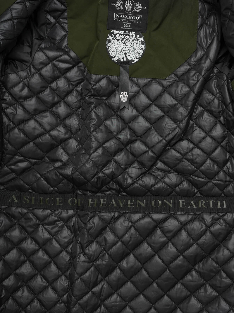 Kurtka zimowa damska długa pikowana khaki OZONEE O/W377Z