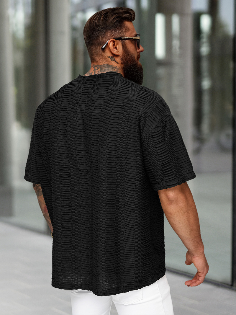 T-shirt męski oversize czarny OZONEE O/B1149