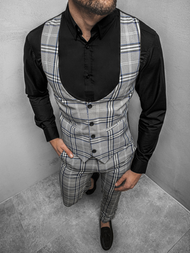 Komplet męski - kamizelka I spodnie chino szary OZONEE DJ/5560