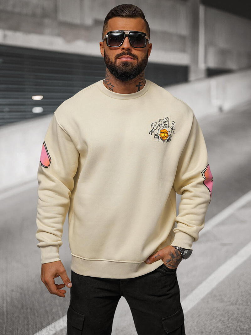 Bluza oversize beżowa OZONEE O/SWE23041