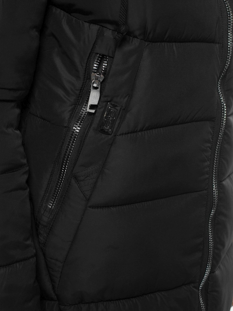 Kurtka zimowa damska parka z futerkiem czarna OZONEE O/SW028/1