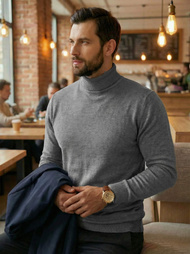 Sweter męski golf szary OZONEE JS/59B3603/2