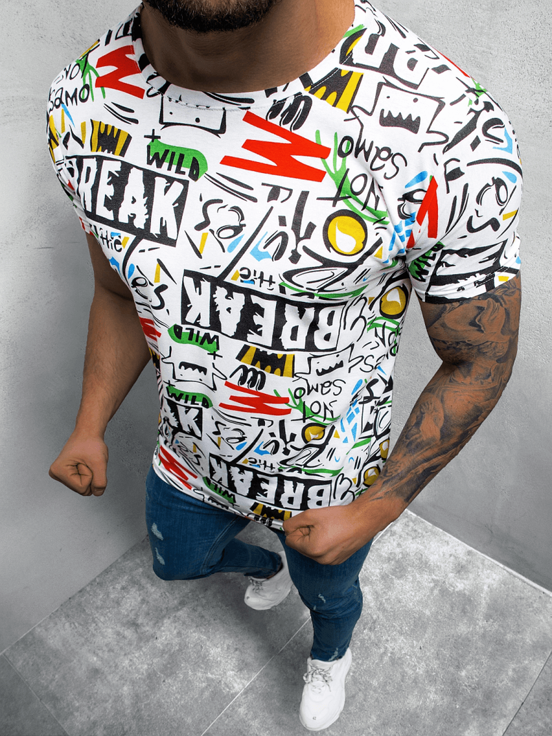 T-Shirt męski z nadrukiem kolorowy OZONEE O/BL60