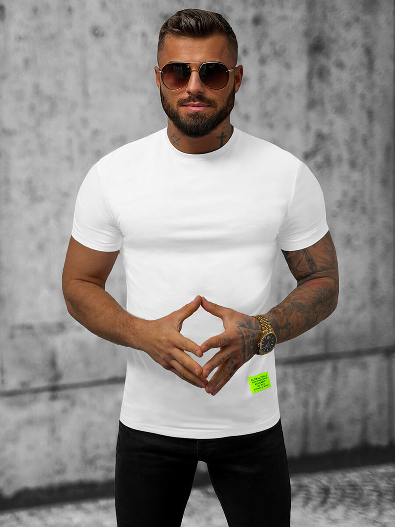 T-shirt męski slim fit biały OZONEE NB/MT3057