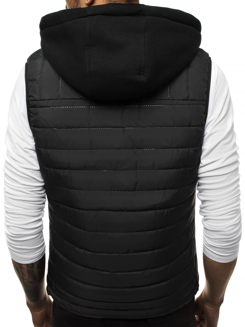 Kamizelka męska pikowana z kapturem czarna OZONEE N/6102