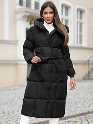 Płaszcz zimowy damski pikowany czarny OZONEE JS/5M3227/392Z