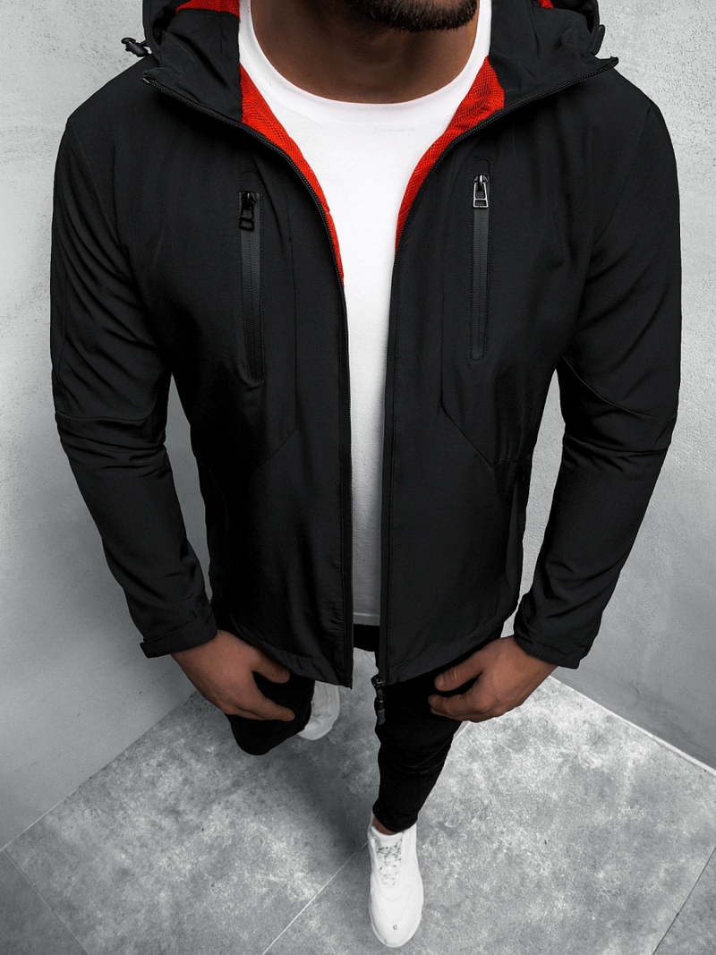 Kurtka przejściowa męska z kapturem czarna OZONEE JS/HM093/1