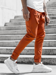 Spodnie męskie chino joggery ciemny-camel OZONEE G/11144