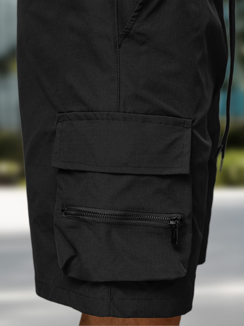Spodenki męskie cargo z kieszeniami czarne OZONEE JS/27K6538/3