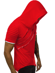 T-Shirt z kapturem męski czerwony OZONEE O/1187XZ