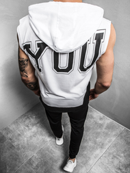 T-Shirt z kapturem męski biały OZONEE B/60042Z