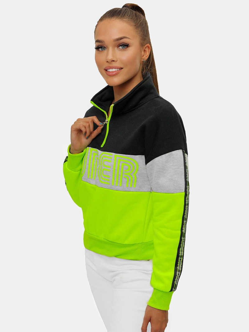 Bluza damska czarno-zielona OZONEE JS/B26019Z