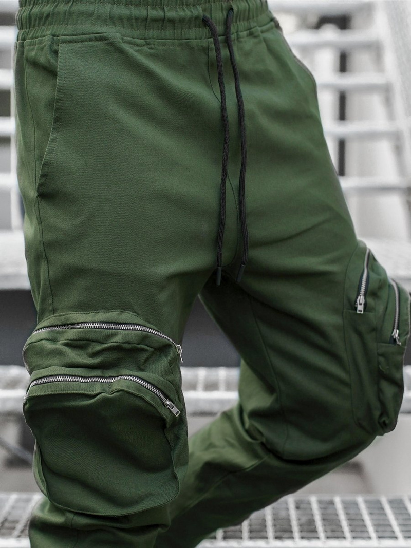 Spodnie męskie chino joggery khaki OZONEE C/2046