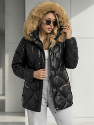 Kurtka zimowa damska z futerkiem czarna OZONEE O/5M3226/392Z