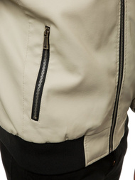 Kurtka skórzana męska beżowa OZONEE JB/JP1147Z