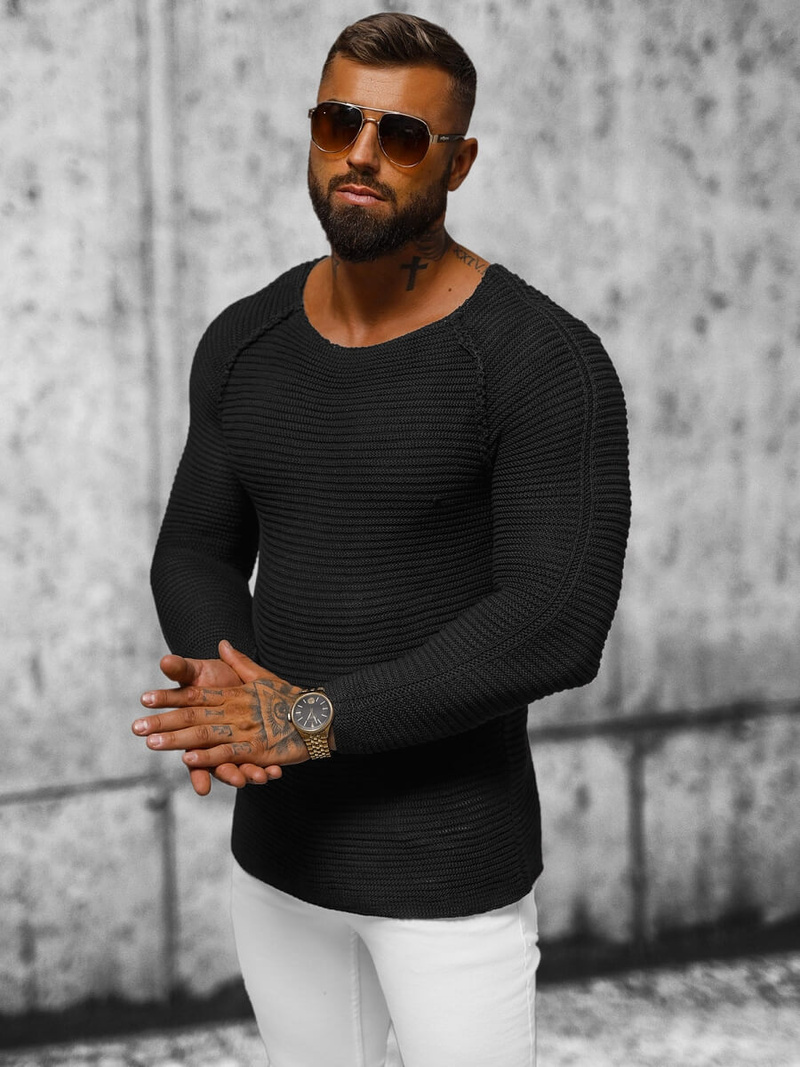 Sweter męski czarny OZONEE L/1442Z