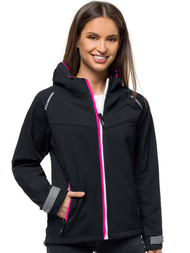 Kurtka softshell damska z kapturem czarna OZONEE JS/KSW6005