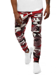 Spodnie męskie joggery bordowo-beżowe OZONEE A/1003