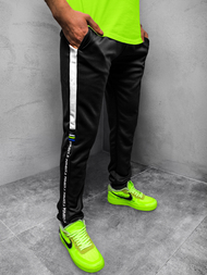 Spodnie dresowe męskie czarno-zielone OZONEE JS/AM125Z