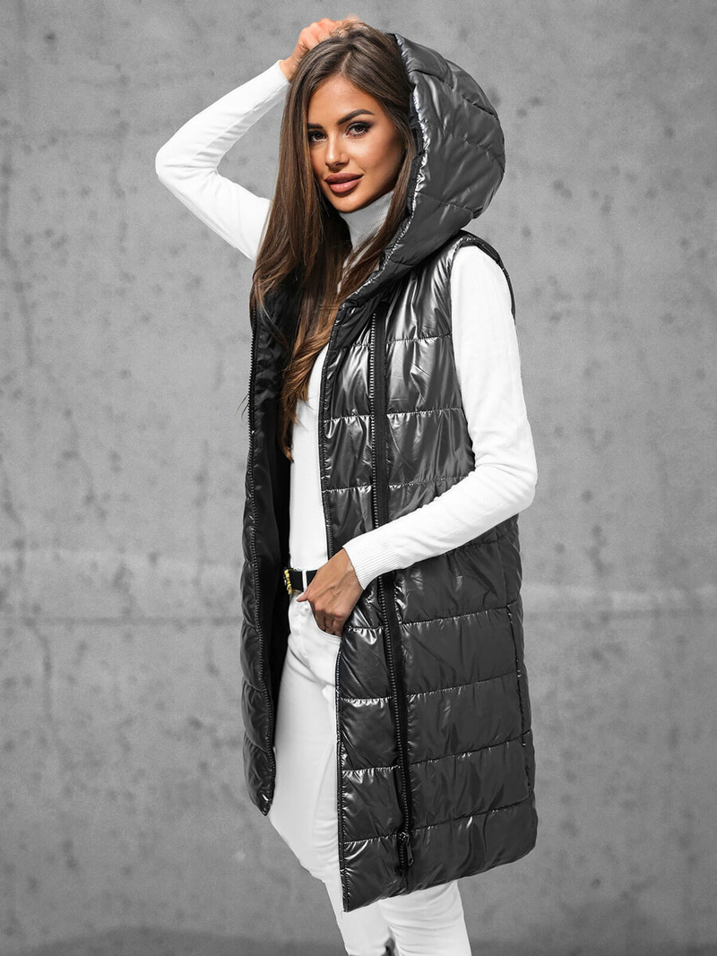 Стьобаний жіночий жилет графіт OZONEE JS/16M9117/105Z