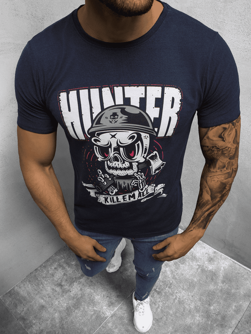 T-Shirt męski z nadrukiem granatowy OZONEE O/BL73