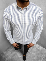 Koszula męska w kratę biała OZONEE O/1822