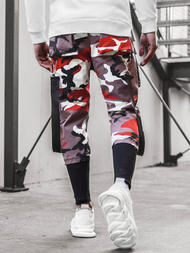 Штани чоловічі джоггери бордово-бежеві OZONEE G/11133