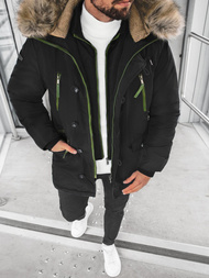 Kurtka zimowa męska parka z futerkiem czarna OZONEE JB/X1045KZ 