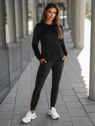 Komplet dresowy damski welurowy czarny OZONEE O/8C1173/3
