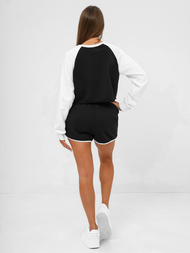 Komplet dresowy damski dwuczęściowy czarno-biały OZONEE JS/M58631AB