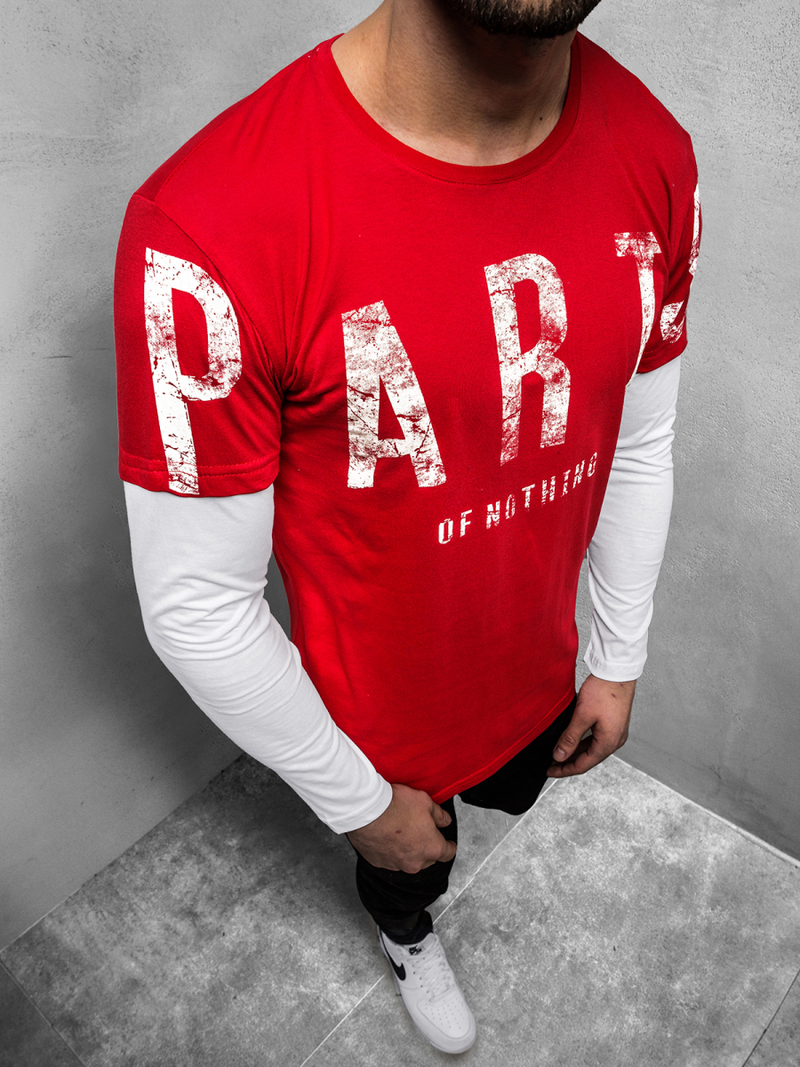 Longsleeve męski czerwony OZONEE O/1292Z