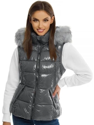 Стьобаний жіночий жилет сірий OZONEE O/DK027/24