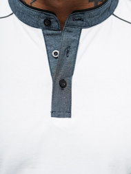 T-shirt męski ze stójka biały OZONEE O/T216/2