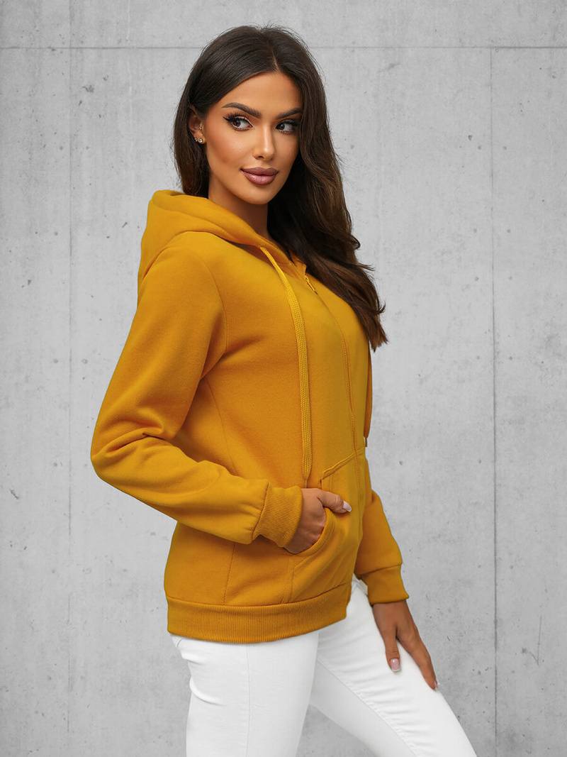 Bluza damska rozpinana z kapturem camelowa OZONEE JS/W03Z