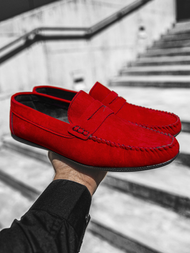 Buty męskie slip on czerwone t/125