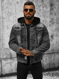 Kurtka męska jeansowa czarna OZONEE NB/MJ505NZ