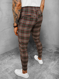 Spodnie męskie chino materiałowe w kratę kolorowe OZONEE DJ/2283/22