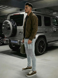 Spodnie jeansowe męskie slim fit jasno-niebieskie OZONEE O/EM8889Z